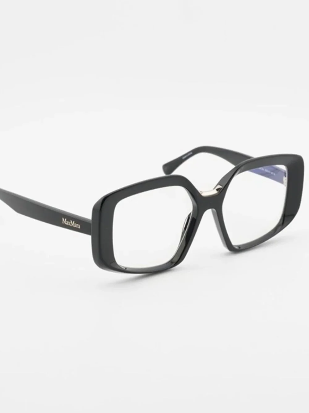 Max Mara MM5131-B 001 Eyeglasses Black 53mm Geometric Frame, Blue Light Block